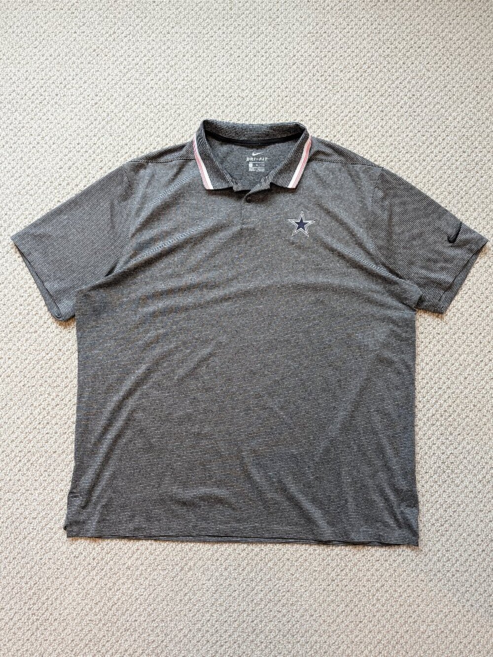 Nike Dallas Cowboys Dri-FIT Polo Men’s XL Grey Striped Performance Shirt Golf